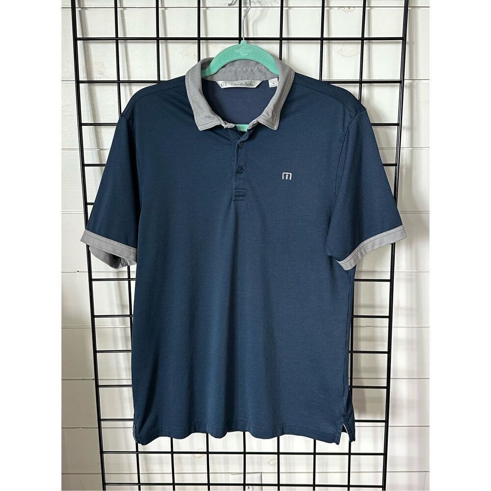 Travis Mathew Polo Shirt Mens M Blue Golf Short Sleeve Pima‎ Cotton Blend Preppy